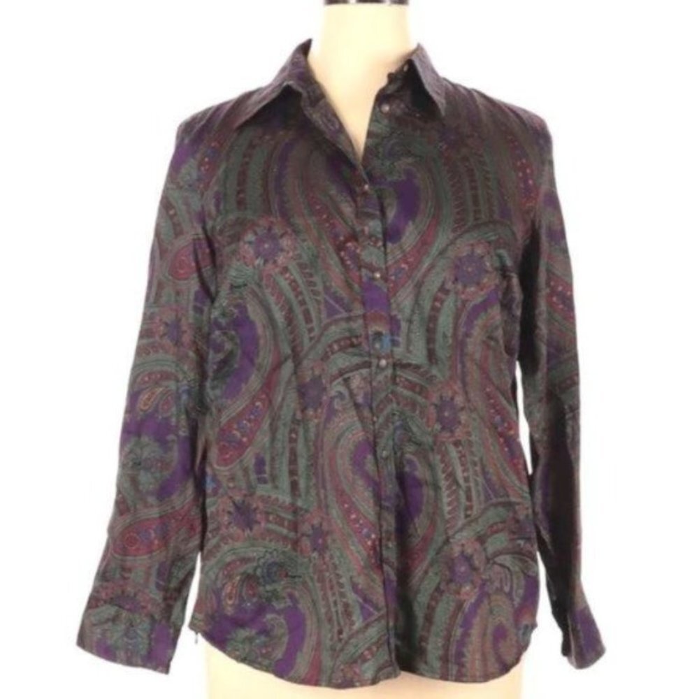 Ralph Lauren Classic Paisley Print Plus 1X Shirt